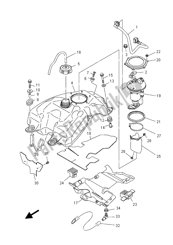 All parts for the Fuel Tank of the Yamaha YFM 700 RD 2013