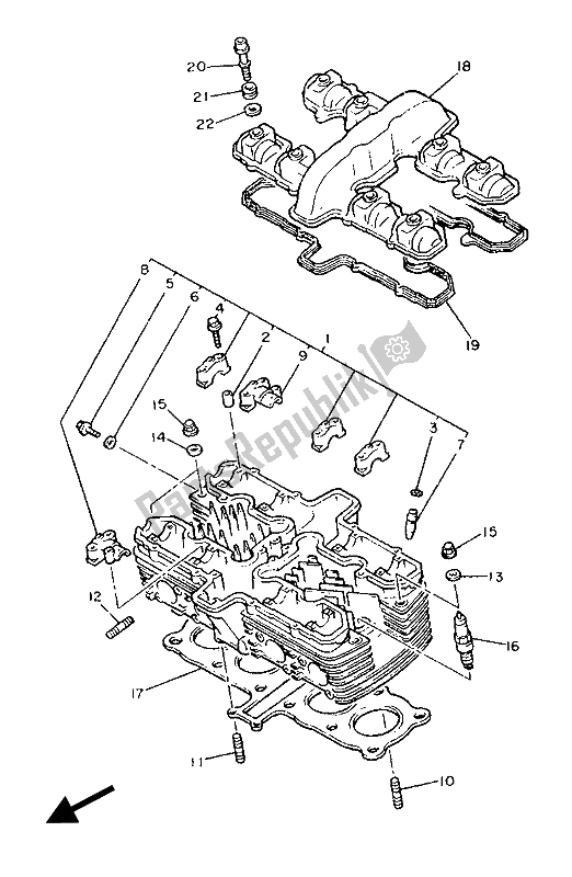 All parts for the Cylinder Head of the Yamaha FJ 1200 1986