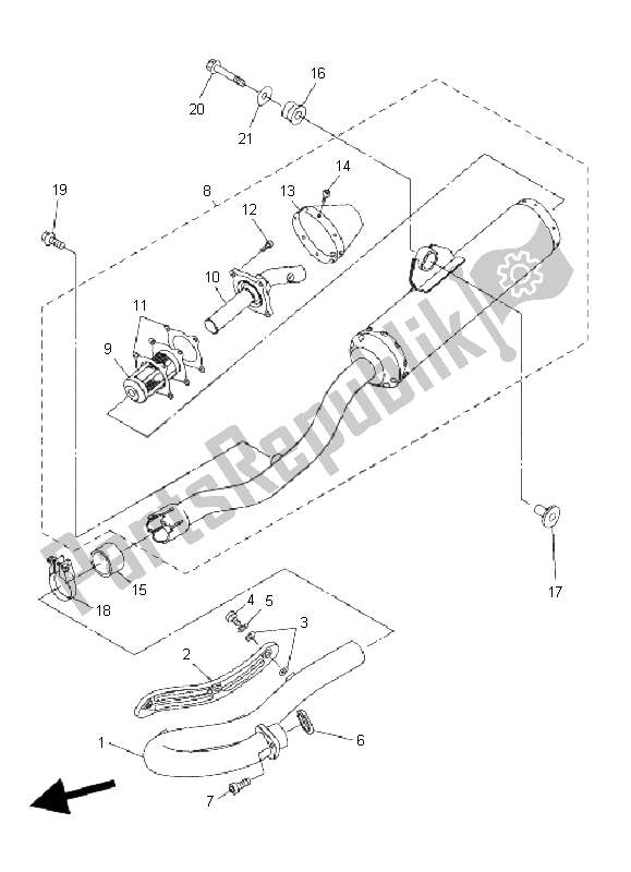 All parts for the Exhaust of the Yamaha WR 450F 2008