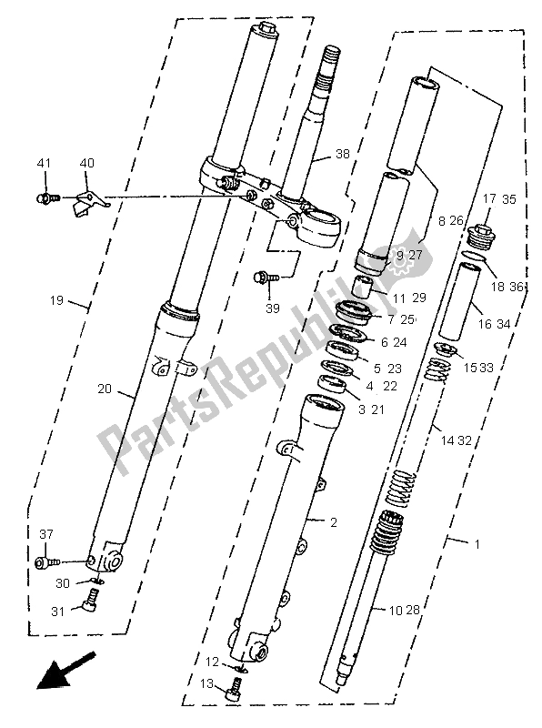Tutte le parti per il Forcella Anteriore del Yamaha TDR 125 1997