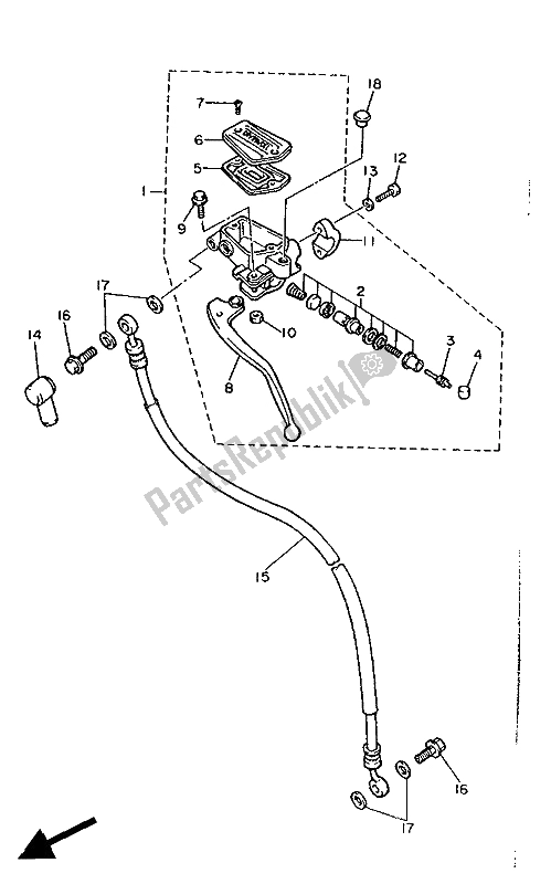 Toutes les pièces pour le Maître-cylindre Avant 2 du Yamaha FZ 750R 1988