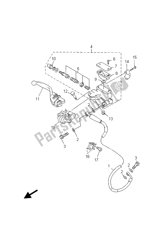 All parts for the Front Master Cylinder of the Yamaha YZ 450F 2003