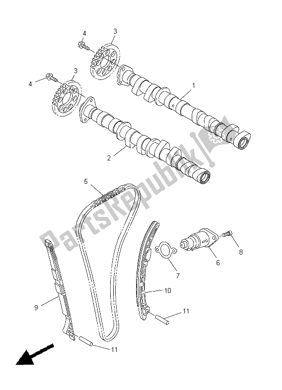 All parts for the Camshaft & Chain of the Yamaha FZ8 SA 800 2012