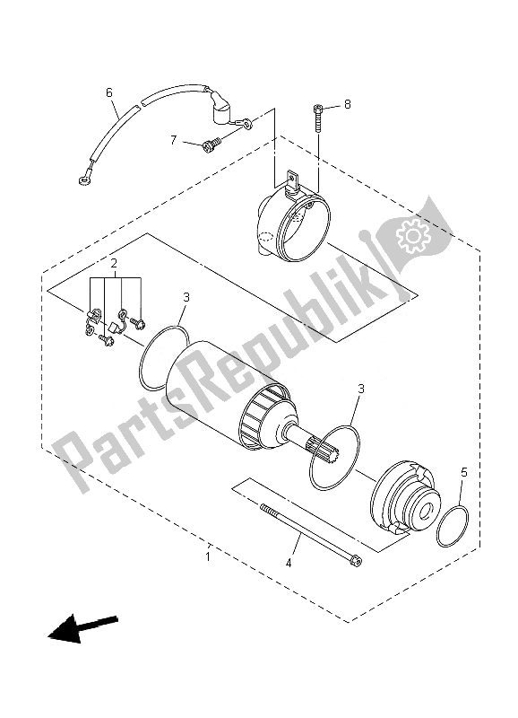 All parts for the Starting Motor of the Yamaha WR 250F 2007