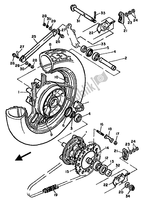 Toutes les pièces pour le Roue Arrière du Yamaha FJ 1100 1985