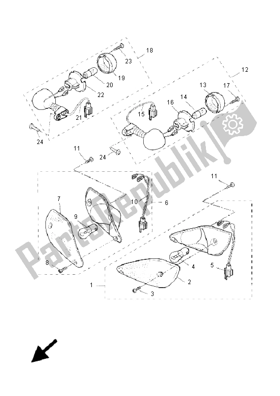 All parts for the Flasher Light of the Yamaha YQ 50L Aerox Race Replica 2008