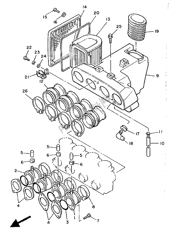 Todas as partes de Ingestão do Yamaha XJ 900 1986
