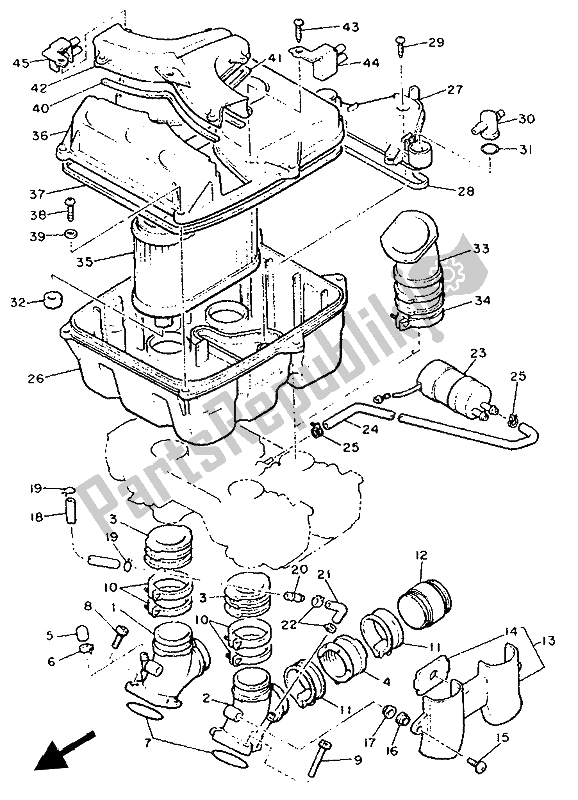 All parts for the Intake of the Yamaha V MAX 12 1200 1993