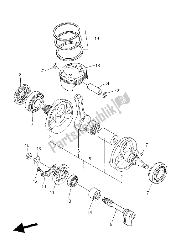 All parts for the Crankshaft & Piston of the Yamaha WR 450F 2004