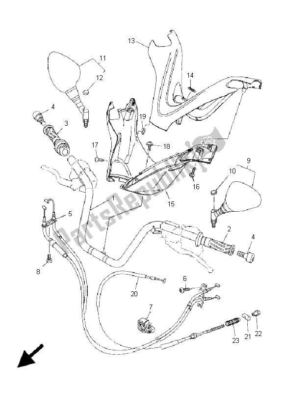 Tutte le parti per il Maniglia E Cavo Dello Sterzo del Yamaha YP 400A Majesty 2009
