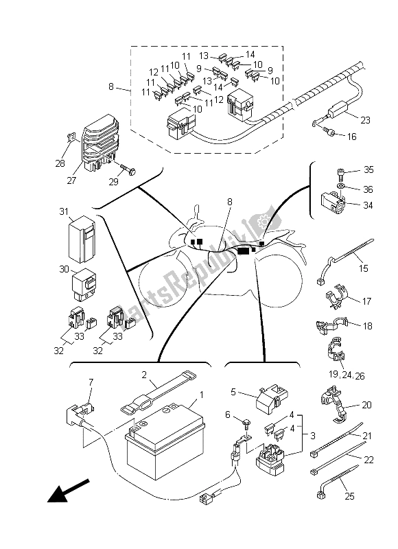 Toutes les pièces pour le électrique 1 du Yamaha MT-07 A 700 2015