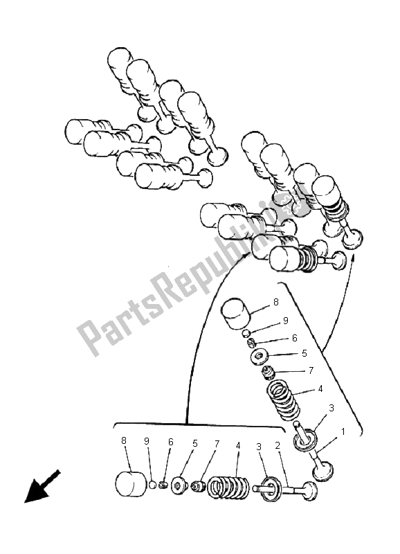 Todas as partes de Válvula do Yamaha FZS 600S Fazer 2001
