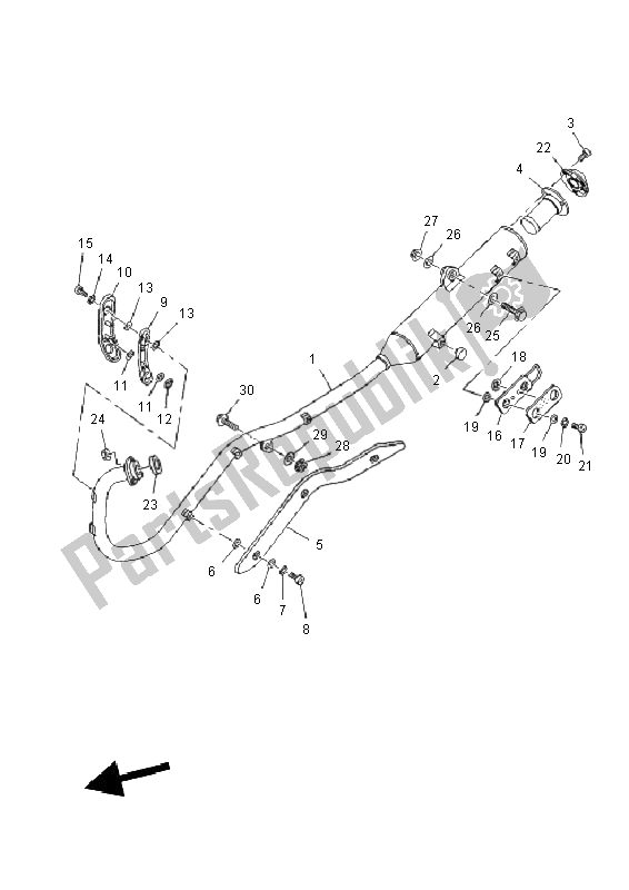 All parts for the Exhaust of the Yamaha TT R 125E SW LW 2011