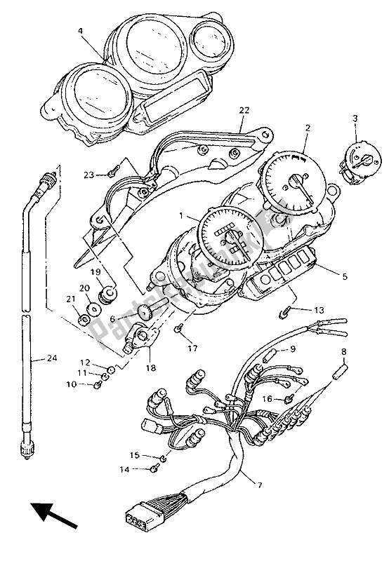 All parts for the Alternate (meter) (for Uk) of the Yamaha FZR 600R 1994