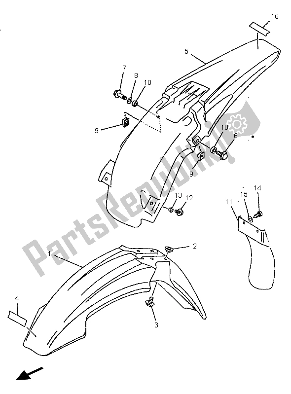 Todas las partes para Defensa de Yamaha YZ 250 1998