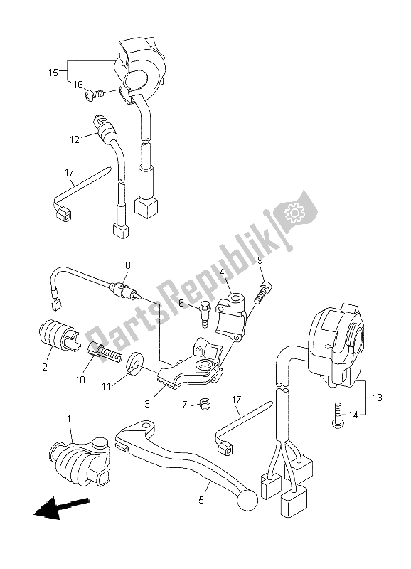 All parts for the Handle Switch & Lever of the Yamaha WR 250X 2009