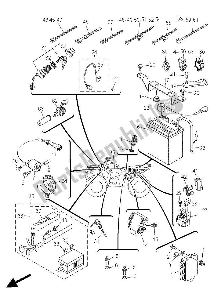 All parts for the Electrical 1 of the Yamaha YFM 350A Grizzly 4X4 2015