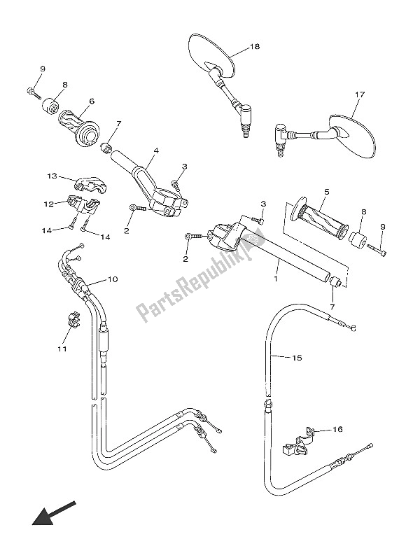 All parts for the Steering Handle & Cable of the Yamaha XVS 950 CR 60 TH Anniversy 2016