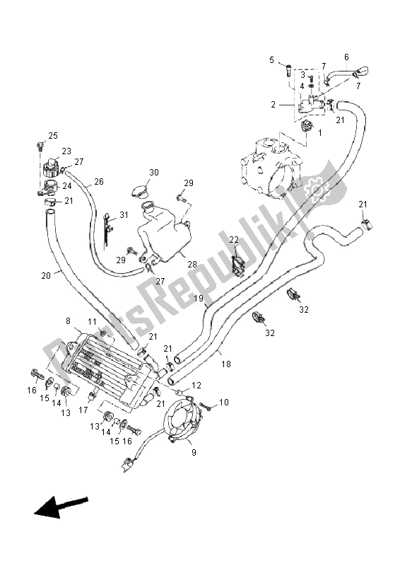 All parts for the Radiator & Hose of the Yamaha YP 250R X MAX 2010