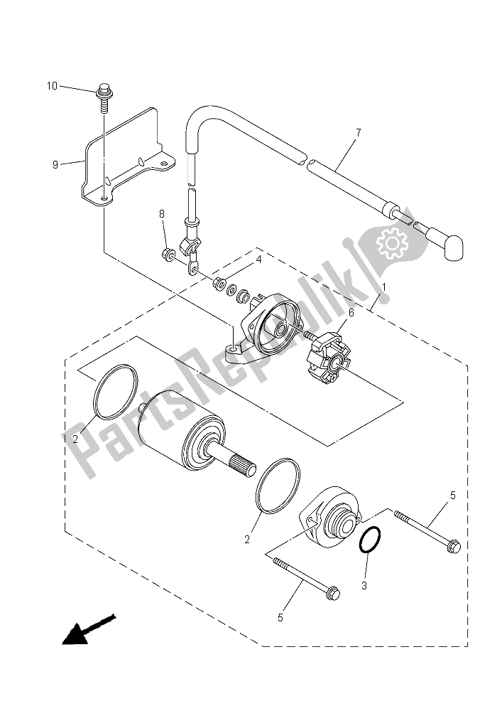 All parts for the Starting Motor of the Yamaha YFM 450 Fwad IRS Grizzly 4X4 2015