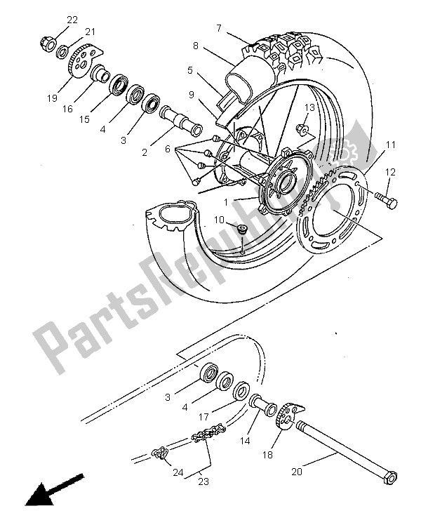 All parts for the Rear Wheel of the Yamaha DT 125R 1998