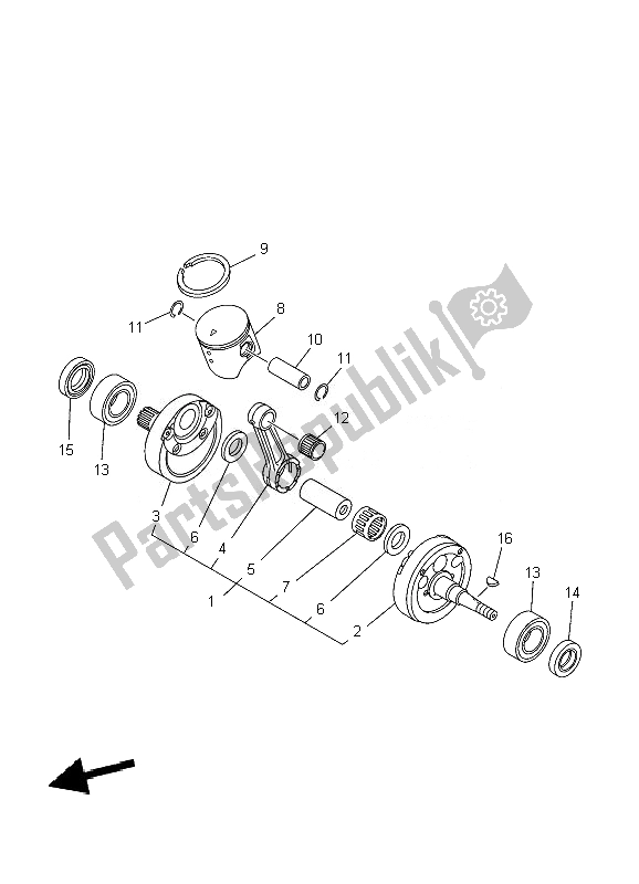 All parts for the Crankshaft & Piston of the Yamaha YZ 125 2010