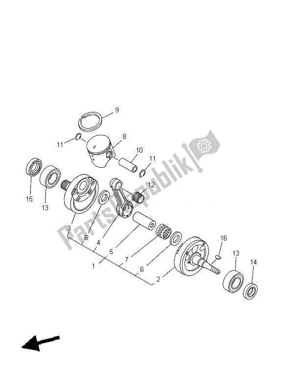 All parts for the Crankshaft & Piston of the Yamaha YZ 125 2010