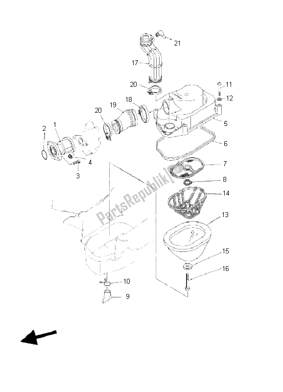 All parts for the Intake of the Yamaha YFM 125 Breeze 2003