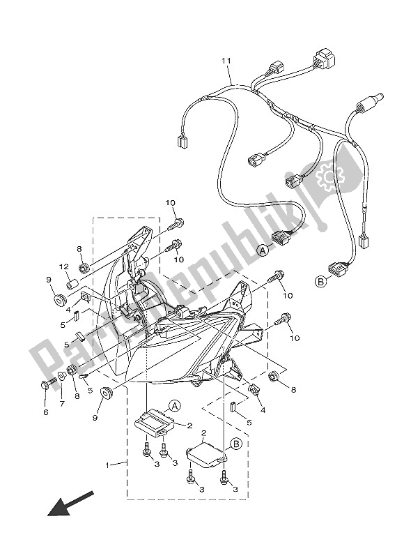 Tutte le parti per il Faro del Yamaha XP 500A 2016