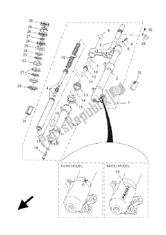 Todas las partes para Tenedor Frontal de Yamaha YQ 50L Aerox Race Replica 2006