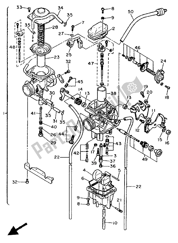 All parts for the Carburetor of the Yamaha XT 600K 1992