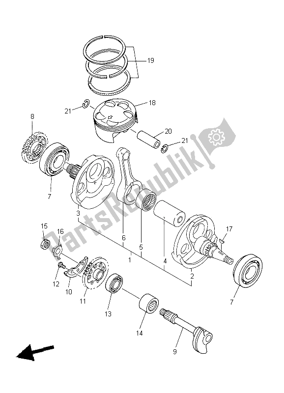 Toutes les pièces pour le Vilebrequin Et Piston du Yamaha YZ 450F 2004