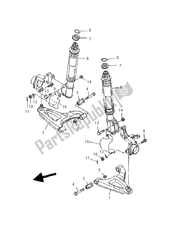 Todas las partes para Suspensión Delantera Y Rueda de Yamaha YFM 250 FW Timberwolf 4X4 2001