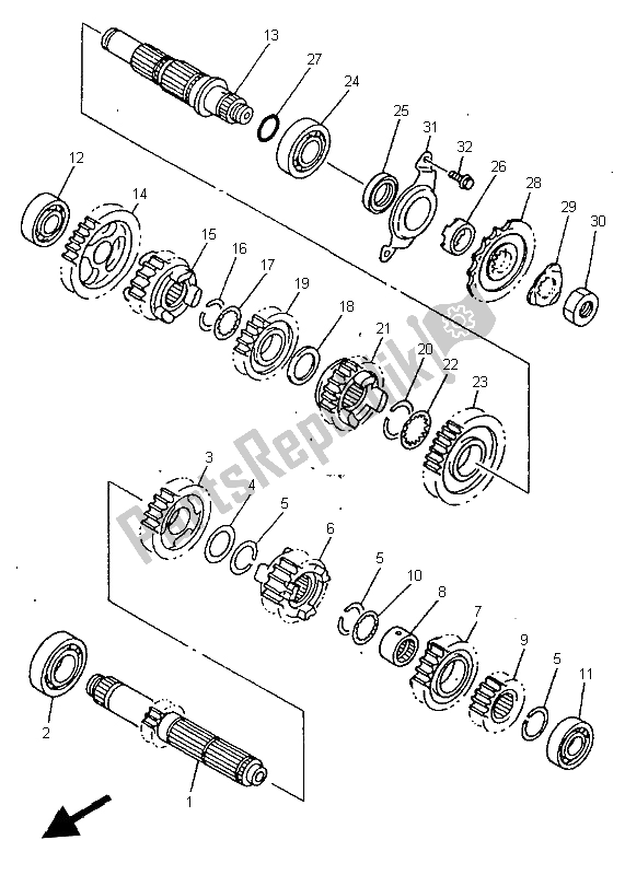 All parts for the Transmission of the Yamaha YZ 400F 1998