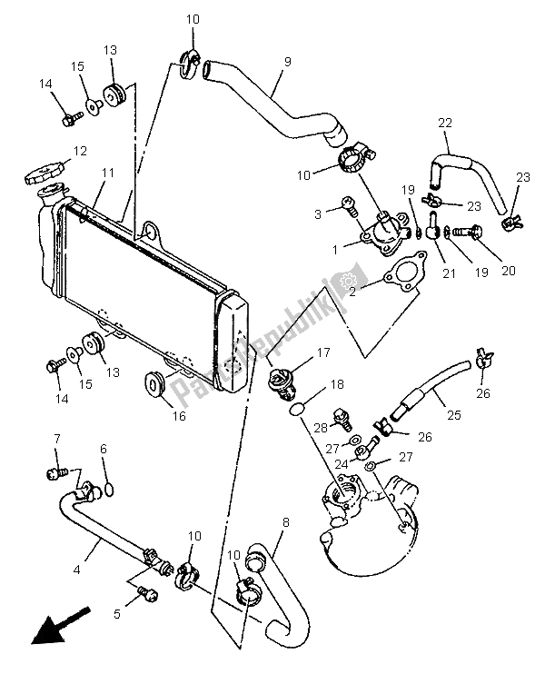 Toutes les pièces pour le Tuyau De Radiateur du Yamaha TDR 125 1997