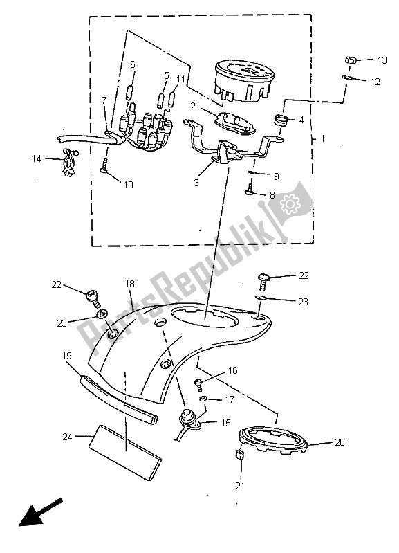 All parts for the Meter of the Yamaha XVZ 1300A Royalstar 1997