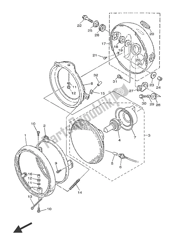 Tutte le parti per il Faro del Yamaha SR 400 2016