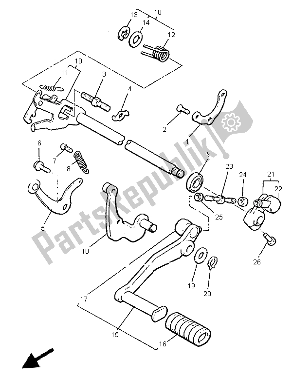 All parts for the Shift Shaft of the Yamaha V MAX 12 1200 1999