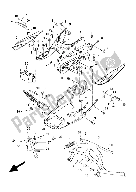 Todas las partes para Soporte Y Reposapiés de Yamaha YP 250 RA 2014