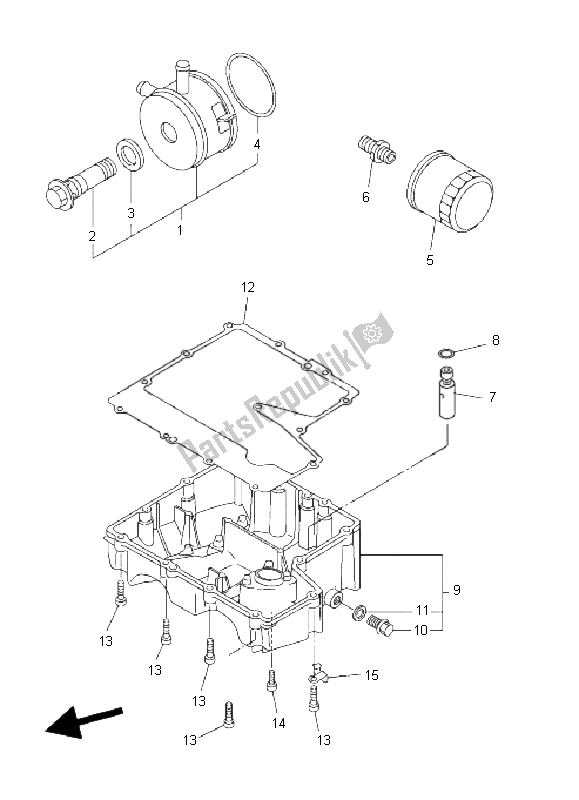 All parts for the Oil Cleaner of the Yamaha FZ6 SHG 600 2009