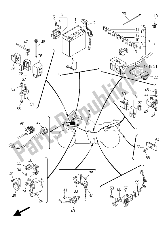 All parts for the Electrical 2 of the Yamaha FJR 1300 AS 2015