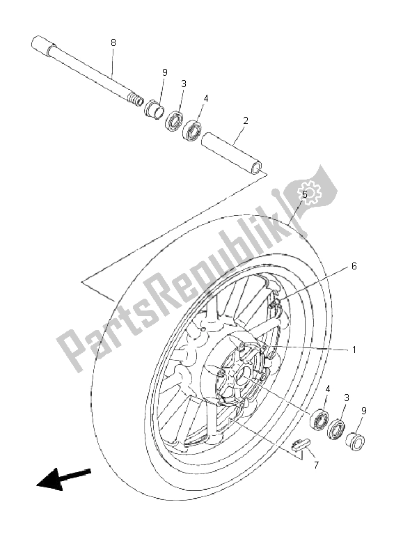 Tutte le parti per il Ruota Anteriore del Yamaha XV 1900A 2011