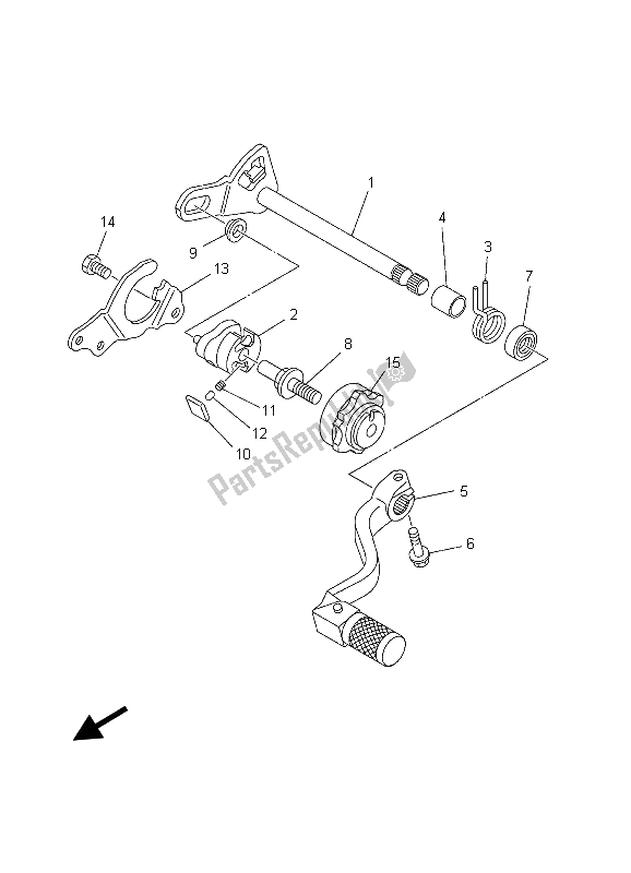 All parts for the Shift Shaft of the Yamaha YZ 125 2003