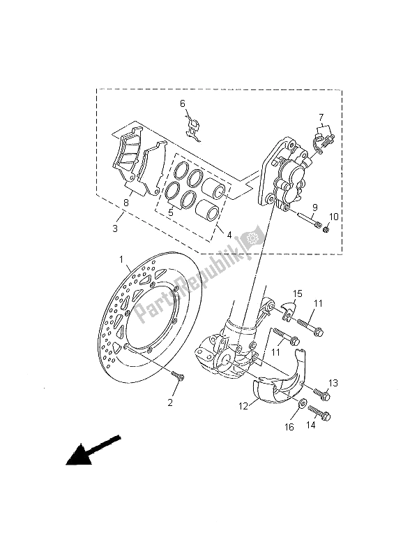 Todas las partes para Pinza De Freno Delantero de Yamaha YZ 426F 2000