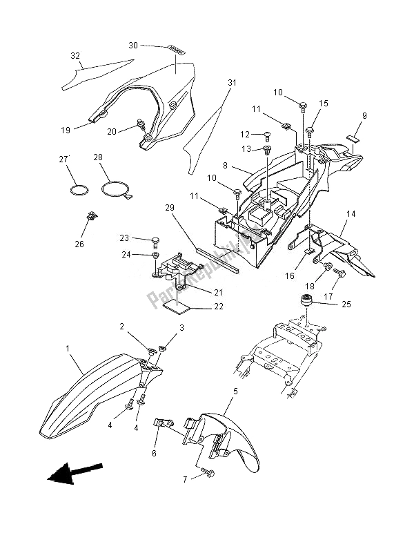 All parts for the Fender of the Yamaha XT 660R 2007