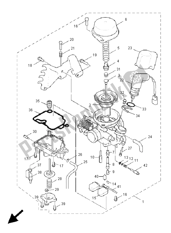 All parts for the Carburetor of the Yamaha XC 125 Cygnus 2005