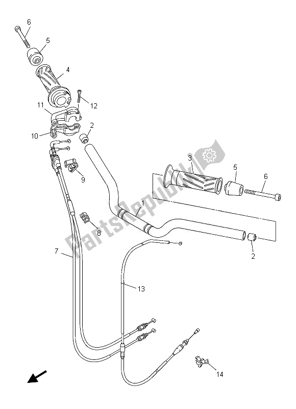 All parts for the Steering Handle & Cable of the Yamaha FZ8 S 800 2013