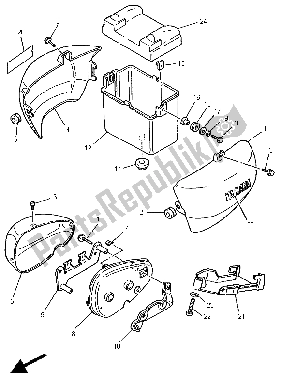 All parts for the Side Cover of the Yamaha XV 535 S Virago 1995