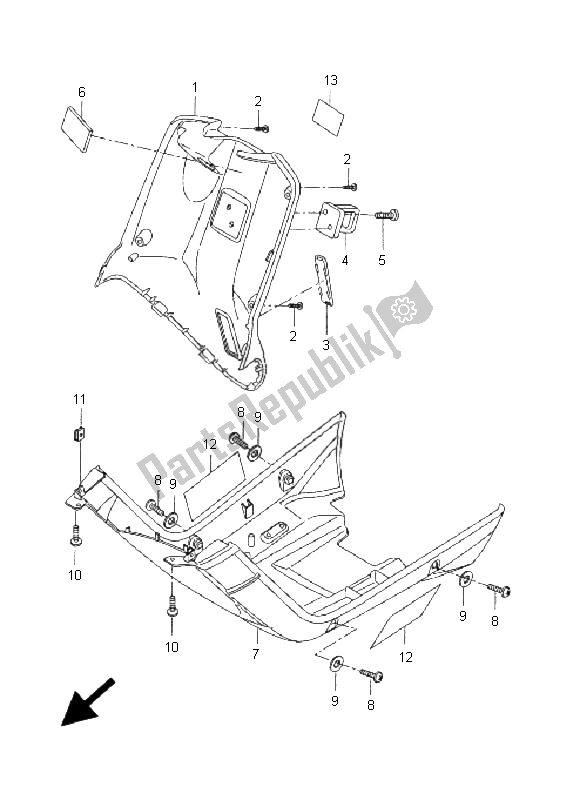 All parts for the Leg Shield of the Yamaha CW 50N BWS 2005