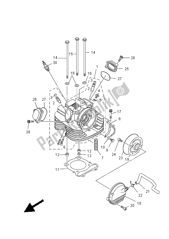 All parts for the Cylinder Head of the Yamaha YFM 350 FWA Grizzly 4X4 2013